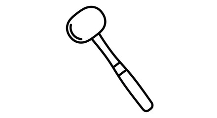 Simple Line Drawing of a Round-Bowled Ladle.