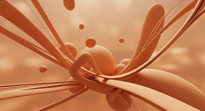 Surreal Abstract Composition of Orange Shapes and Forms.