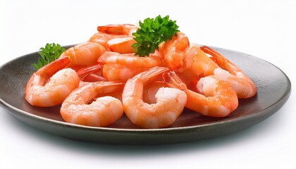 cooked shrimp isolated white background