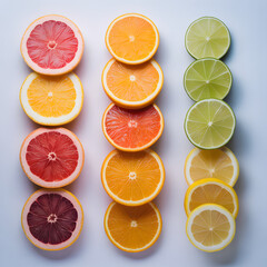 Obraz premium Vibrant Display of Citrus Fruits Showcasing Energetic Colors and Healthy Choices