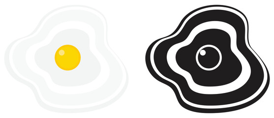 Realistic fried egg icon illustration design.