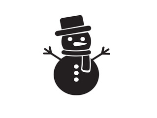 Classic snowman silhouette vector illustration for festive holiday stock art
