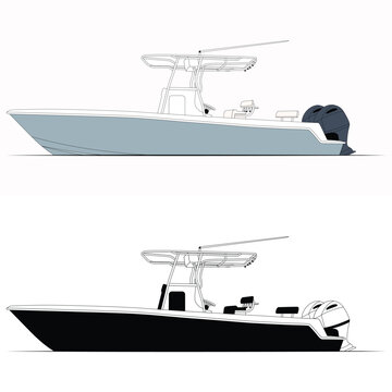 Vector fishing boat illustration ideal for nautical prints, fishing projects, marine artwork, and coastal design