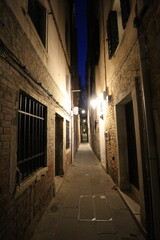 Night view of the old town in the San Marco district of Venice, Italy