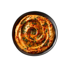 Delicious Roasted Red Pepper Hummus in a Dark Bowl