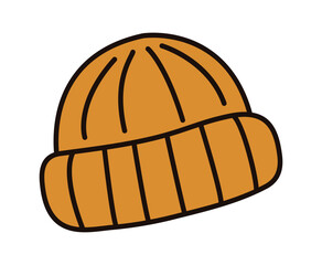 Beanie isolated on white background. Doodle style
