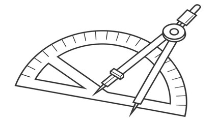 Illustration of a protractor and compass drawing tool for geometry and mathematical construction tasks