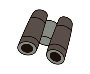 Binoculars isolated on white background. Doodle style