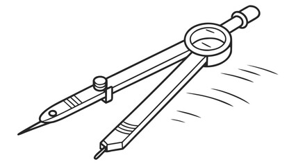Illustration of a drawing compass with two arms and pointed ends used for drafting and geometry work
