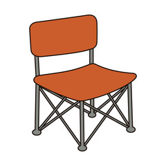 Camping chair isolated on white background. Doodle style