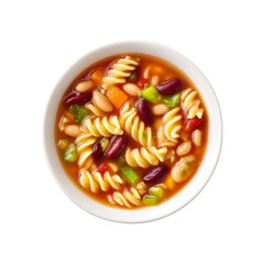 Overhead Shot of a Bowl of Hearty Minestrone Soup