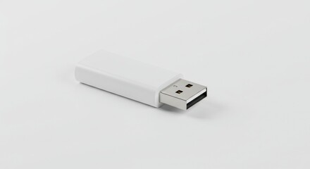 A white USB flash drive on a white background