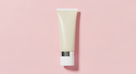 Elegant Skincare Tube Mockup Minimalist Branding on Pink Background
