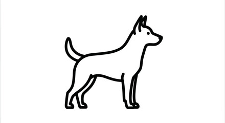 Stylized Line Art Illustration of a Standing Dog.