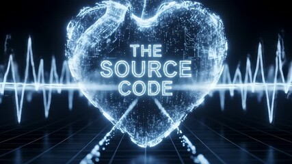 Digital heart pulses on a grid. Symbolic of source code, AI heartbeat, technological innovation. Ideal for technology, medicine, science, and healthcare marketing, showcasing innovation. - Powered by Adobe