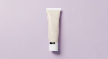 Elegant Beige Tube of Cream on Lavender Background - Skincare Product Mockup