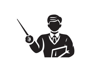 Elegant teacher character silhouette in flat vector style