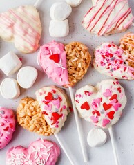 Heart-Shaped Rice Krispie Treats on Sticks, Perfect for Valentine's Day