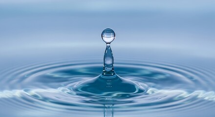 Captivating Water Drop Impact - Frozen Moment of Ripple Formation, Blue Tones.