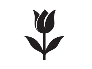 Spring tulip icon silhouette vector illustration for botanical stock design