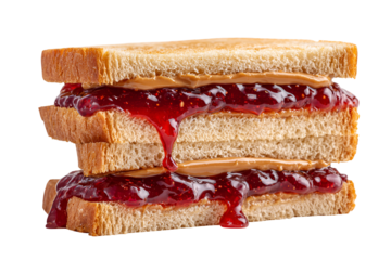 Delicious peanut butter and jelly sandwich stack