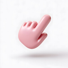 Obraz premium Playful 3D pink cursor hand icon, isolated on light background. Modern digital pointer design for UI, UX, websites, apps, and creative projects.
