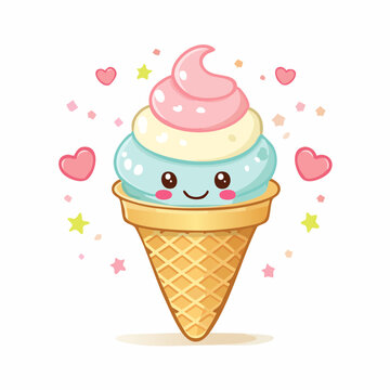 Sweet Kawaii Ice Cream Cone Delight