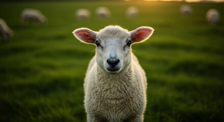 Obraz premium Innocent Lamb at Sunset