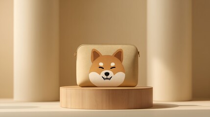 Minimalist Pouch with a Shiba Inu Dog Face Design