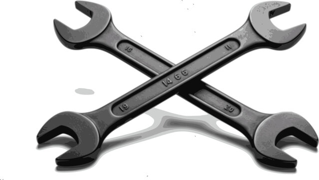 Crossed wrenches symbolizing repair tools for mechanics and handymen in a workshop setting