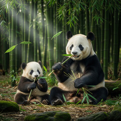 Obraz premium Panda Eating Bamboo