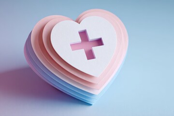 Obraz premium Papercraft Heart with Medical Cross, Healthcare Concept