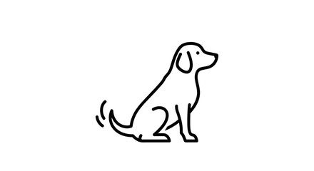 Simple Line Art Illustration of a Sitting Dog.