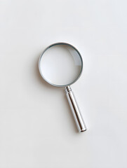 Classic magnifying glass with black handle isolated on white background. Realistic lens icon for search, zoom, research, detective, discovery and educational projects.