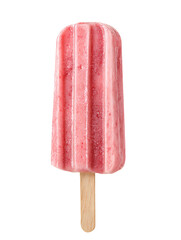 Pink Strawberry Ice Pop on Black Background