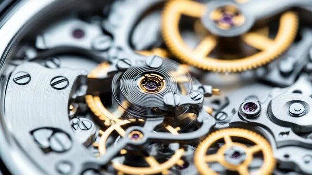 Close-up view of intricate watch movement gears and components