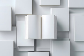 Fototapeta premium Elegant open book mockup with blank pages for creative content design projects