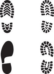 Set of Shoe print silhouette vector illustration isolated On Transparent Background 