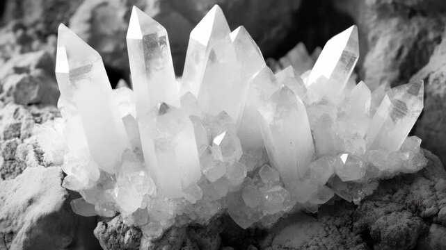 A striking rock crystal salt cluster with an intricate, hexagonal-like shape and formation. Perfect for those interested in geology or gemstone enthusiasts.