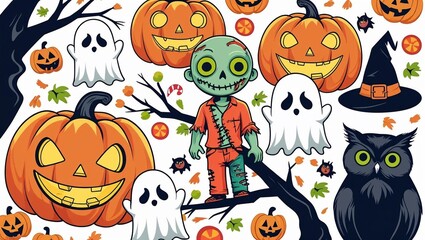 Fototapeta premium Halloween Pumpkin Halloween Ghost
