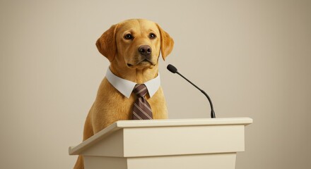 Dog at Podium