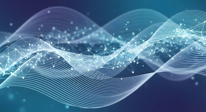 Abstract artificial intelligence background, Artificial intelligence data visualization with luminous points, abstract connections, and futuristic tech background
