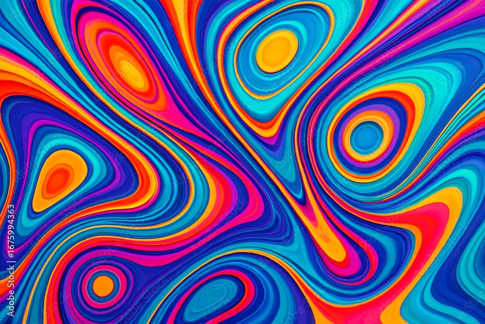 Wall mural abstract colorful swirling pattern with vibrant light effects and smooth flowing shapes on a dynamic