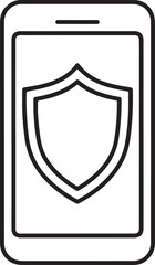 Smartphone with shield icon on white background representing mobile security mobile phone