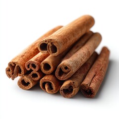 Stacked Cinnamon Sticks Isolated On White
