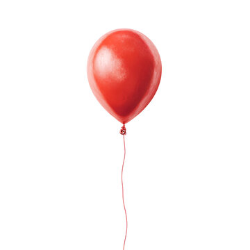 Single red balloon on black background
