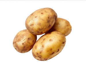Photograph of potato tubers on a white background ultrarealistic photography