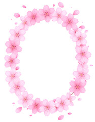 Obraz premium Elegant Blossom Frame: A delicate ring of blooming pink flowers forms a captivating frame, a symbol of beauty, life's fleeting moments, and natural grace.