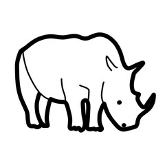 rhino big animal forest living habitat natural hand drawn
