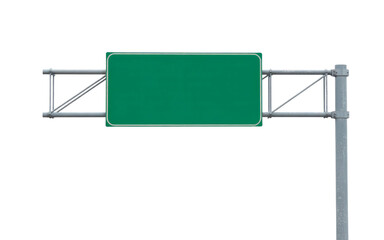 Obraz premium Green roadside sign featuring blank space isolated on transparent white background